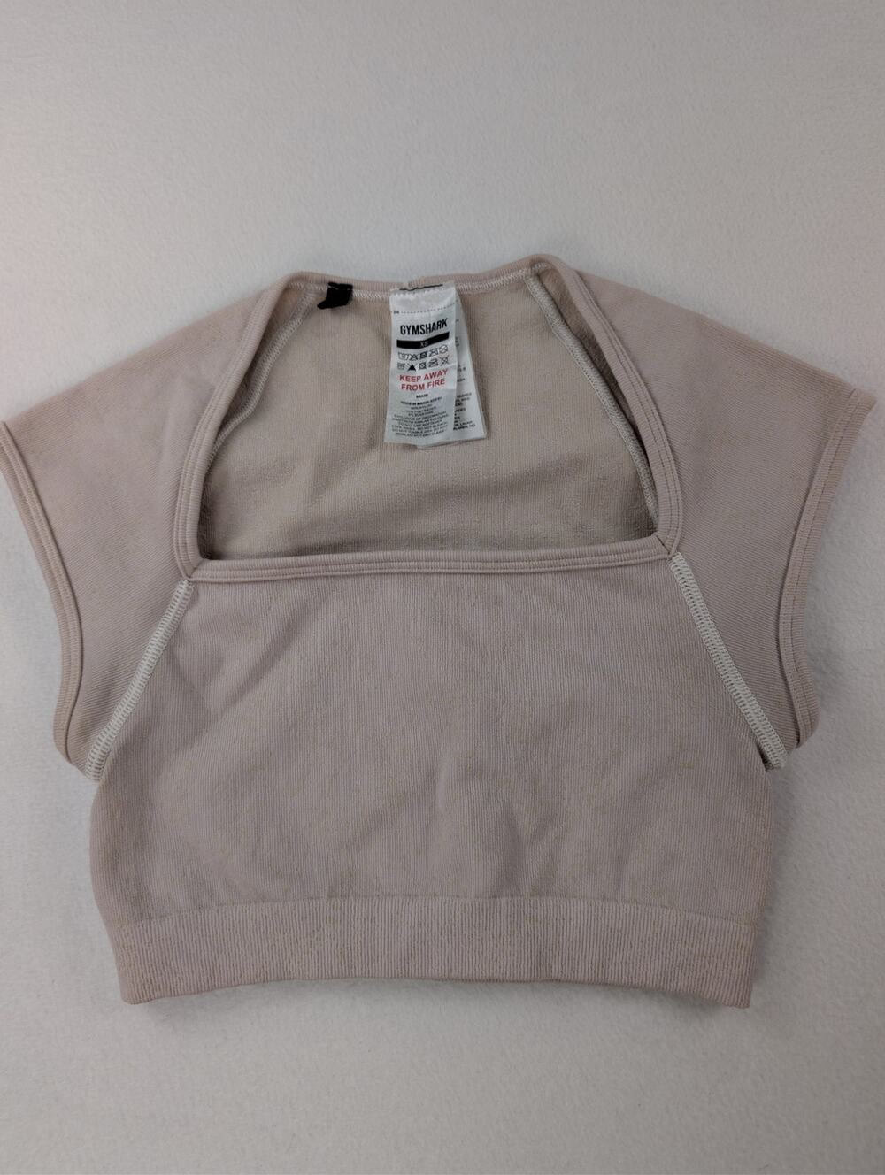 Gymshark Beige Taupe Square Neck Cropped Workout Top XS